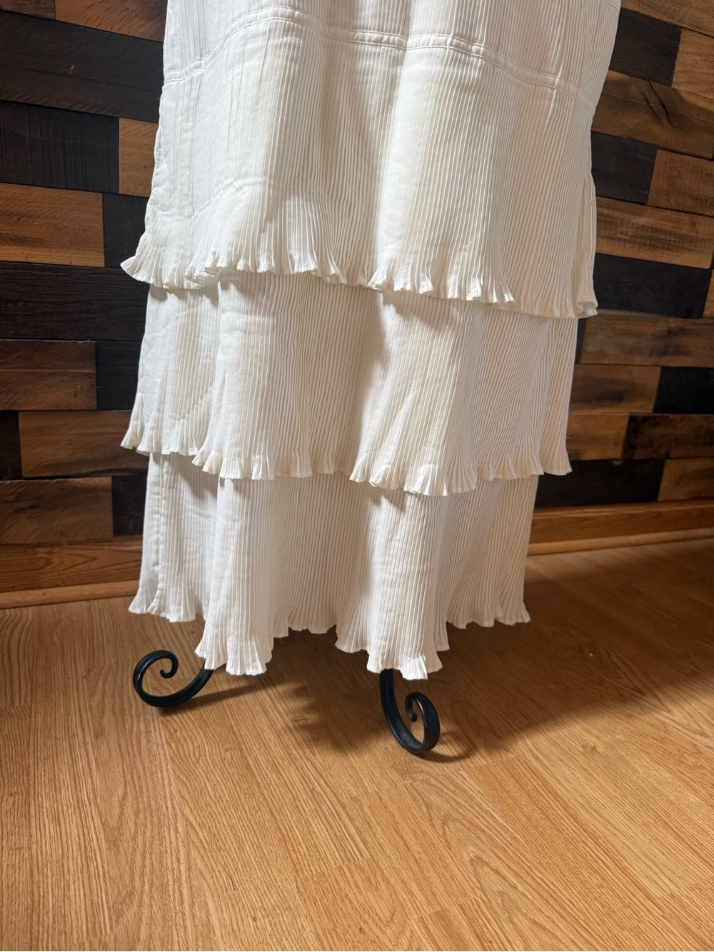 NWT Anthropologie Let Me Be Strapless Tiered Ruffle Pleated Maxi Dress White XL - Picture 12 of 15